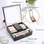 ProCase Jewelry Boxes Organizer for Women Girls, Two Layers Large Jewelry Display Storage Holder Case with Mirror Lock for Necklace Earrings Bracelets Rings Watches -Black