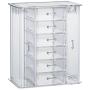 Beautify Clear Acrylic Jewelry Organizer Chest/Makeup Storage Boxes with 6 Drawers & Hanging Necklace Holder - Clear