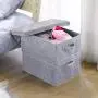 HOONEX Foldable Storage Bins with lid, 2 Pack, Storage Boxes with Carry Handles and Study Heavy Cardboard, for Toy, Boots, Books, Clothes, Linens, Nursery, Grey