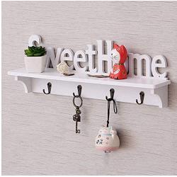 Multifunction Wood Key Holder Wall Hook Cabide Door Mounted Rack Shelf/Coat Hat Clothes Hanger Storage Racks Organizer Kitchen 2pcs