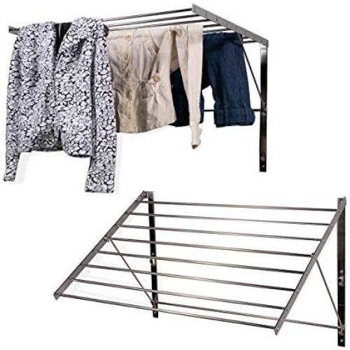 brightmaison Clothes Laundry Drying Racks - 2 Set Rack - Heavy Duty Stainless Steel Wall Mounted Folding Adjustable Collapsible Space Saver 6.5 Yards Drying Capacity