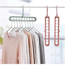 10PC Random Color Non-Slip Plastic Clothes Hanger Storage Rack Holder Wardrobe Closet Organizer Clothing Space Saving Hanging Hooks Decoration