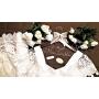 Personalized Bridal Wedding Dress Hanger With Date - Any Name Custom Made Silver Dark Wood Hanger with Notches in Hanger, Bride Gift - Choice of 9 Bow Colors. Wedding Shower Gift