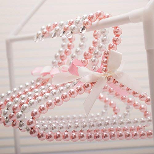 Bueer 5 Pack Pearl Beads Metal Elegant Rosette Clothes Hangers For Kids Children Pet Dog (White)