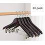 PUEEPDEE Hangers Adult Wooden Hangers with Clips Non-Slip for Clothing Pants Skirt Hangers Suit Clothes Hangers Everyday Standard Use Clothing Hangers 20 Pack Suit/Shirt/Dress Hangers