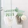 Grey990 Removable Windproof Clothes Towel Hanger Clothespin Bathroom Storage Rack with 12 Clips Green