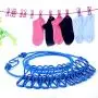 junshi11 Portable Travel Clothes line Hanger Outdoor Camping Hiking Laundry Clothing Drying Rope with 12 Clips Blue