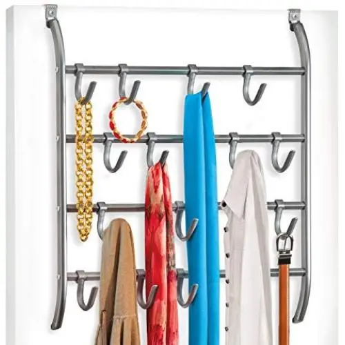 Lynk Over Door or Wall Mount Scarf Holder - Belt, Hat, Jewelry, Accessory Hanger - 16 Hook Organizer Rack - Platinum Lynk Over Door or Wall Mount Scarf Holder - Belt, Hat, Jewelry, Accessory Hanger - 16 Hook Organizer Rack - Platinum