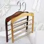 Pant Hangers Durable Slack Hangers 4-Layer Wooden Pant Hangers, Non Slip Wood Hangers Clothes Hangers Closet Space Saving, Heavy Duty Coat Hanger Huggable Dual-use Trouser Hanger Multi Layers Stainles