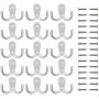 eBoot 15 Pieces Double Prong Robe Hook Retro Cloth Hanger with 30 Pieces Screws (Silver)