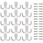 eBoot 15 Pieces Double Prong Robe Hook Retro Cloth Hanger with 30 Pieces Screws (Silver)