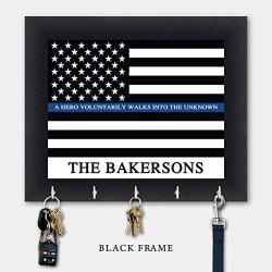 Personalized Key Holder, Police Officer Gift, Key Hanger, Wall Key Rack, Wall Key Holder, Key Holders, Rustic Wood Key Holder 10" x 12"