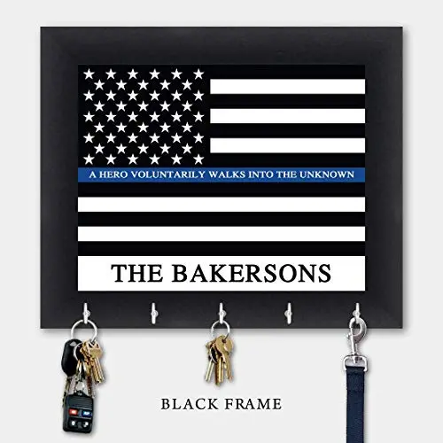 Personalized Key Holder, Police Officer Gift, Key Hanger, Wall Key Rack, Wall Key Holder, Key Holders, Rustic Wood Key Holder 10" x 12"