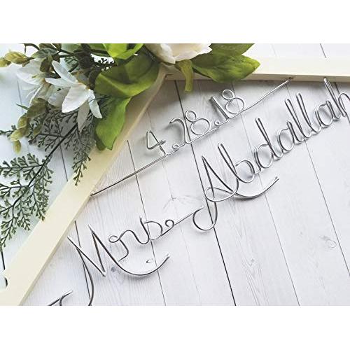 Wedding Hanger With Date and White Flowers Last Name Personalized Hanger Custom Hanger Bridal Hanger Bride Bridal Shower Gift Bridesmaid