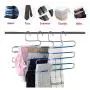 BUBM 8 Pack Pants Hangers S-Shaped, Stainless Steel Pants Hangers Jean Hangers Closet Space Saving 5 Layers Hangers for Pants Jeans Trousers Scarf Ties