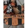 Halloween Front Door Wreath, Pumpkin Door Hanger, Welcome, Trick or Treat, Halloween, Orange, Black,