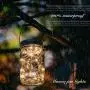 Solar Mason Jar Lid Light,4 Pack 20Led String Fairy Lights 4 Hangers(Jars Not Included),Best for Mason Jar Decor,Patio Garden Decor Solar Laterns Table Lights(Warm White)