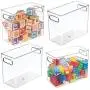 mDesign Plastic Toy Boxes Storage Organizer Tote Bin with Handles for Child/Kids Bedroom, Toy Room, Playroom - Holds Action Figures, Crayons, Building Blocks, Crafts - 4 Pack - Clear