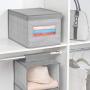 mDesign Decorative Soft Stackable Fabric Closet Storage Organizer Holder Boxes - Clear Window, Lid, for Child/Kids Room, Nursery - Large, Collapsible Foldable - Herringbone Print - Gray