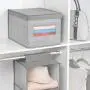 mDesign Decorative Soft Stackable Fabric Closet Storage Organizer Holder Boxes - Clear Window, Lid, for Child/Kids Room, Nursery - Large, Collapsible Foldable - Herringbone Print - Gray mDesign Decorative Soft Stackable Fabric Closet Storage Organizer Holder Boxes - Clear Window, Lid, for Child/Kids Room, Nursery - Large, Collapsible Foldable - Herringbone Print - Gray