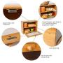 INDRESSME Bamboo 2- Layer Large Capacity Bread Boxes Countertop Bread Storage Bread Boxes for Kitchen Counter Retro Bread Bin with Transparent Window, Fully Assembled