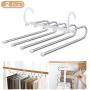 WAOU Massy Pants Hangers Multi-Layer Hanging Pants 5 in 1 Pants Rack Stainless Steel Pants Hangers Folding Storage Rack Space Saver Storage for Trousers Scarf Tie Belt Adjustable(2 Pack) …