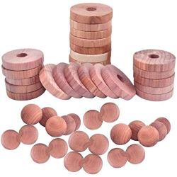 Pengpet Cedar Rings Balls for Clothes Storage, Cedar Rounds Disks Blocks for Closets, Drawers, Hangers, Cupboard and Garment Bags, 24 Cedar Rings and 30 Cedar Balls