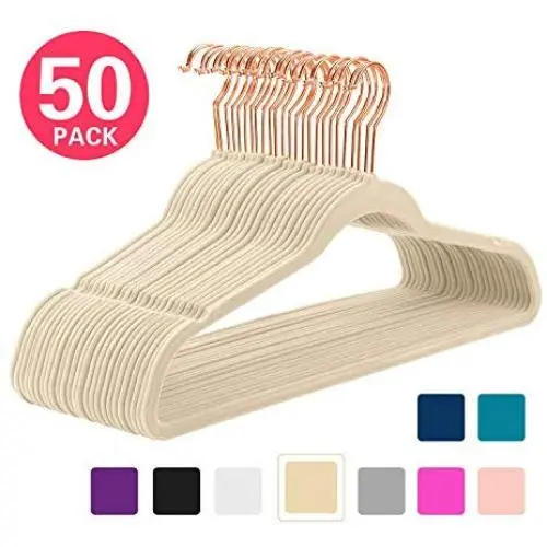 MIZGI Premium Velvet Hangers (Pack of 50) Heavyduty - Non Slip - Velvet Suit Hangers Ivory - Copper/Rose Gold Hooks,Space Saving Clothes Hangers (Renewed) MIZGI Premium Velvet Hangers (Pack of 50) Heavyduty - Non Slip - Velvet Suit Hangers Ivory - Copper/Rose Gold Hooks,Space Saving Clothes Hangers (Renewed)