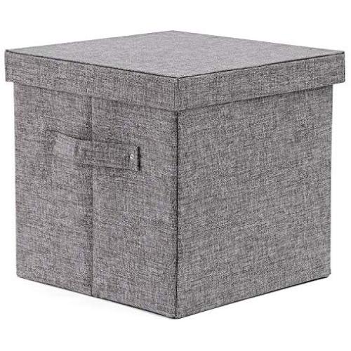Ranslen Large Decorative Storage Bin with Lid Canvas Fabric Collapsible Storage Boxes Organizer Container with Handle- Grey for Bedroom, Home, Closet, Living Room Ranslen Large Decorative Storage Bin with Lid Canvas Fabric Collapsible Storage Boxes Organizer Container with Handle- Grey for Bedroom, Home, Closet, Living Room