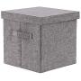 Ranslen Large Decorative Storage Bin with Lid Canvas Fabric Collapsible Storage Boxes Organizer Container with Handle- Grey for Bedroom, Home, Closet, Living Room Ranslen Large Decorative Storage Bin with Lid Canvas Fabric Collapsible Storage Boxes Organizer Container with Handle- Grey for Bedroom, Home, Closet, Living Room