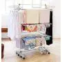 Foldable, Rolling, Stainless Steel Rods & Compact Storage Laundry Clothes Drying Rack System, Made-in-Korea, Premium Size