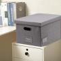 InStorages Collapsible File Boxes Storage Organizer with Lid，Decorative Linen Filing and Letter/Legal Storage Bins Grey(1 Pack)