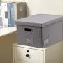 InStorages Collapsible File Boxes Storage Organizer with Lid，Decorative Linen Filing and Letter/Legal Storage Bins Grey(1 Pack)