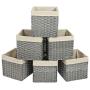 SONGMICS Handwoven Storage Baskets, Foldable Cube Storage Bins with Handles, Set of 6 Rattan-Style Storage Cubes for Shelf, for Bedroom Closet Laundry Room, 11.6 x 11.6 x 11.6 Inches, Gray URRB306WG