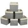 SONGMICS Handwoven Storage Baskets, Foldable Cube Storage Bins with Handles, Set of 6 Rattan-Style Storage Cubes for Shelf, for Bedroom Closet Laundry Room, 11.6 x 11.6 x 11.6 Inches, Gray URRB306WG SONGMICS Handwoven Storage Baskets, Foldable Cube Storage Bins with Handles, Set of 6 Rattan-Style Storage Cubes for Shelf, for Bedroom Closet Laundry Room, 11.6 x 11.6 x 11.6 Inches, Gray URRB306WG