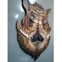 Hog Head Coat & Hat Rack, Key Hanger, Dog Leash Holder, Decorative Home Storage, Handmade on Engraved Rustic Wood, Entryway Foyer Hallway Office Bedroom Man Cave Hunter Decor, Wall Mount