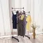 Pentaero 80X42X155Cm Stainless Steel Double Pole Adjustable Rolling Coat Rack, Garment Drying Rack, Floor-Standing Simple Clothes Pole, Indoor Clothes Hanger Bedroom Coat Rack (Black)