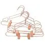 KOOBAY 50Pack 17&quot Metal Hook Wire Rose Gold Copper Hangers with Clips Clothes Stroage Coat Hangers