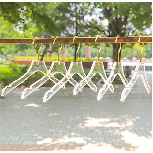 10 Pcs Luxury Clear Acrylic Crystal Clothes Hanger with Gold Hook, Transparent Shirts Dress Hanger with Notches Decoration