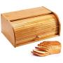 Jolitac Bread Boxes Large Countertop Bread Storage Bin Bamboo Wood Roll Top Bread Boxes Kitchen Food Storage Large Capacity Bread Keeper