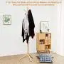 Solid Wood Coat Rack, Lacquered Pine Wooden Hat and Coat Stand with 9 Hooks - Entryway Hall Stand & Free Standing Clothes Tree for Coat Hat Scarves Umbrella Cap Suit and Handbags (Natural wood)