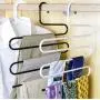 TINYOUTH 4 Pack 5 Layers S-Shape Hanger, Stainless Steel Jeans Trousers Pants Hangers S-Type, Scarf & Tie Hanger, Multi-Functional Trouser Rack Space Saving, Non-Slip Clothes Hangers, White