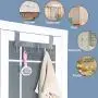 Door Hanger Hook- 6 Over Door Hooks, Over The Door Hook Hanger for Clothes Hat Coat, Bathroom Door Towel Hanger for Robes, Silver