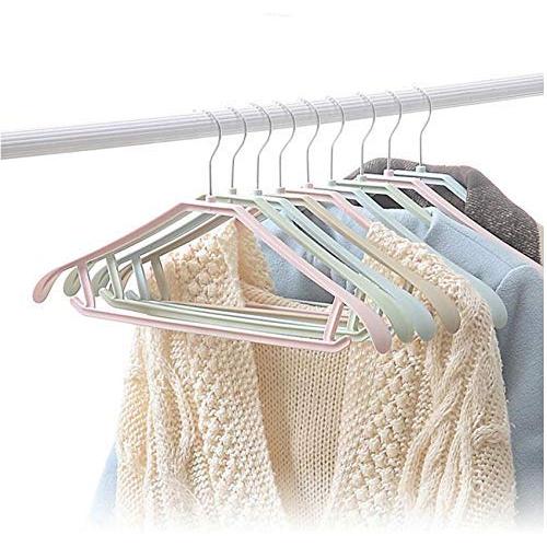 10pcs Random Color Anti-Skid Clothes Hangers， Suit Hangers Shirts Sweaters Dress Hanger Hook Drying Rack