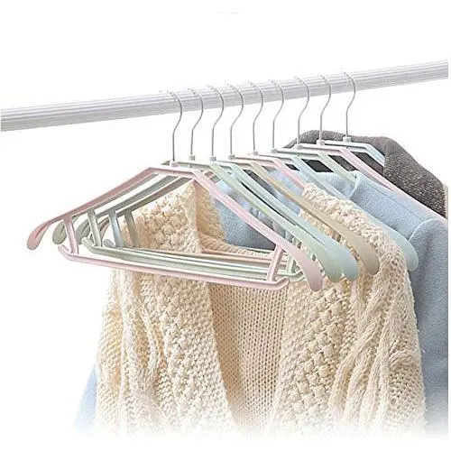 10pcs Random Color Anti-Skid Clothes Hangers， Suit Hangers Shirts Sweaters Dress Hanger Hook Drying Rack