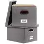 InStorages Collapsible File Boxes Storage Organizer with Lid，Decorative Linen Filing and Letter/Legal Storage Bins Grey(2 Pack)