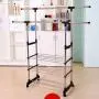 Hommoo Clothing Hanger Garment Rack Dual Rod Adjustable Garment Rack with 3 Tiers Shoe Rack,Rolling Clothes Organizer Hanger on Wheels,Black