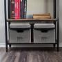 InStorages Collapsible File Boxes Storage Organizer with Lid，Decorative Linen Filing and Letter/Legal Storage Bins Grey(2 Pack)