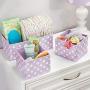 mDesign Soft Stackable Fabric Closet Storage Organizer Holder Boxes - Clear Window, Attached Lid, for Child/Kids Room, Nursery - Polka Dot Print - Set of 12 - Light Purple/White