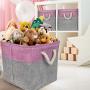 Sorbus Cube Storage Bins Basket Set [3-Pack] Large Square Cube Fabric Collapsible Organizer Bin with Cotton Rope Carry Handles for Linens, Toys, Clothes (Pink)
